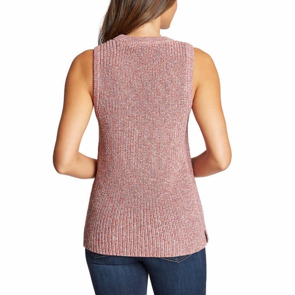 Ella Moss Ribbed Knit Sleeveless Sweater Tank Coral Flames Chunky - Picture 3 of 4